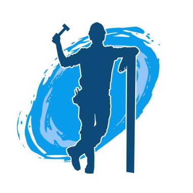 Tahta taşıyan bir inşaat işçisinin silueti..