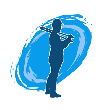 Elinde kerpeten aleti olan bir erkek işçinin silueti.