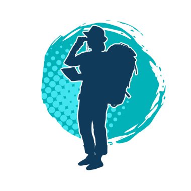 Sırt çantalı bir kadın gezginin silüeti.