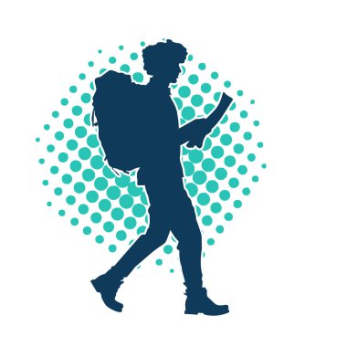 Sırt çantalı bir erkek gezginin silueti.