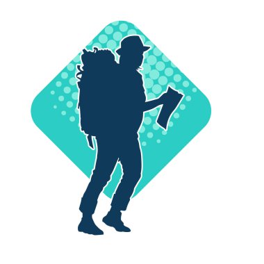 Sırt çantalı bir kadın gezginin silüeti.