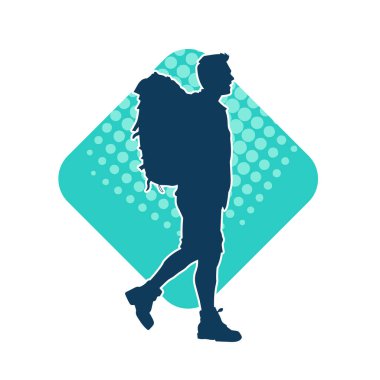 Sırt çantalı bir erkek gezginin silueti.