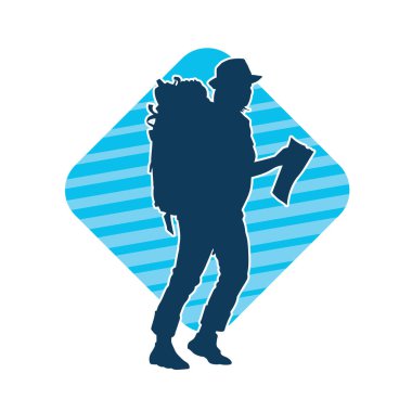 Sırt çantalı bir kadın gezginin silüeti.