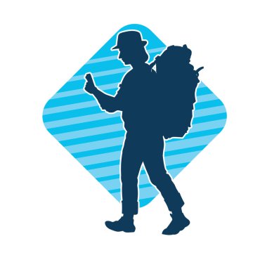 Sırt çantalı bir kadın gezginin silüeti.