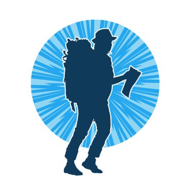 Sırt çantalı bir kadın gezginin silüeti.