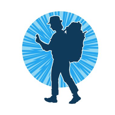 Sırt çantalı bir kadın gezginin silüeti.