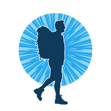 Sırt çantalı bir erkek gezginin silueti.