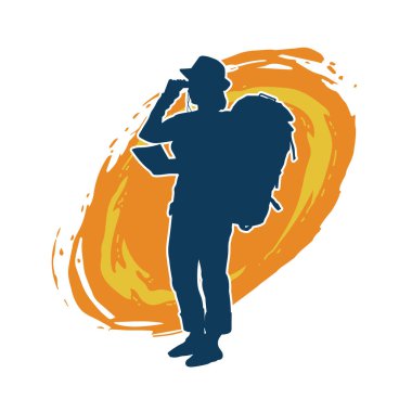 Sırt çantalı bir kadın gezginin silüeti.