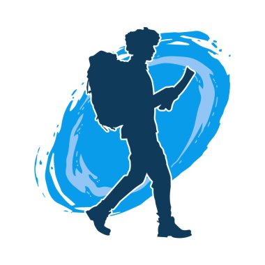 Sırt çantalı bir erkek gezginin silueti.