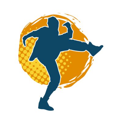 Hareketli bir kadın dansçının silueti. Dans eden zayıf bir kadının silueti..