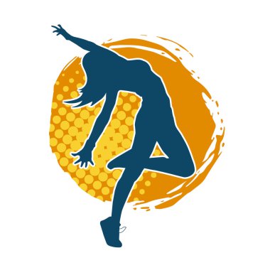 Hareketli bir kadın dansçının silueti. Dans eden zayıf bir kadının silueti..