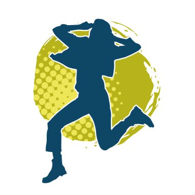 Hareketli bir kadın dansçının silueti. Dans eden zayıf bir kadının silueti..