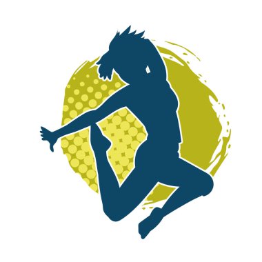 Hareketli bir kadın balerin silueti. Dans eden balerin kızın silueti..