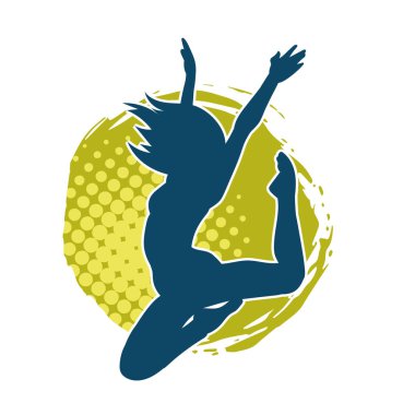 Hareketli bir kadın balerin silueti. Dans eden balerin kızın silueti..