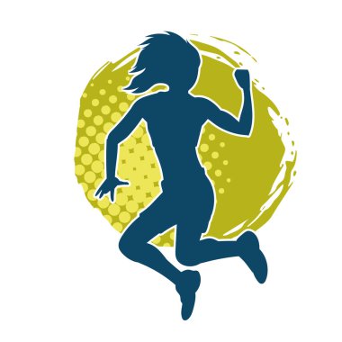 Hareketli bir kadın dansçının silueti. Dans eden zayıf bir kadının silueti..