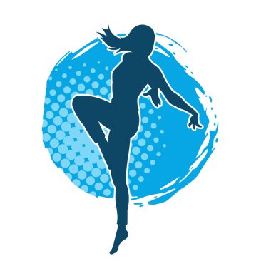 Hareketli bir kadın balerin silueti. Dans eden balerin kızın silueti..