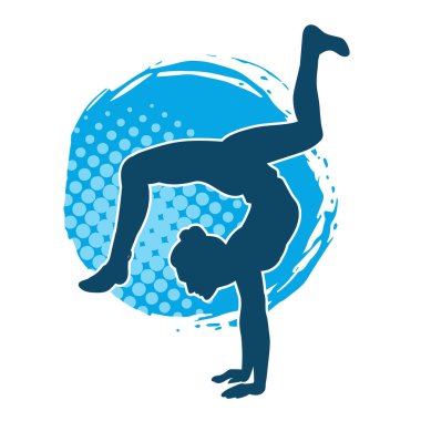 Hareketli bir kadın balerin silueti. Dans eden balerin kızın silueti..