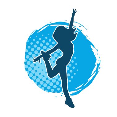 Hareketli bir kadın dansçının silueti. Dans eden zayıf bir kadının silueti..