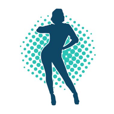 Dar kıyafetli genç, zayıf bir kadın modelin silueti. Dişi poziyonunda zayıf bir kadının silueti..