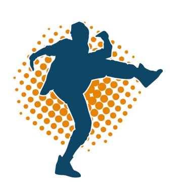 Hareketli bir kadın dansçının silueti. Dans eden zayıf bir kadının silueti..