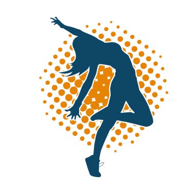 Hareketli bir kadın dansçının silueti. Dans eden zayıf bir kadının silueti..