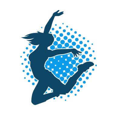 Hareketli bir kadın dansçının silueti. Dans eden zayıf bir kadının silueti..