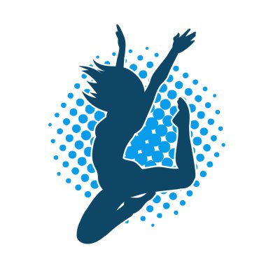 Hareketli bir kadın balerin silueti. Dans eden balerin kızın silueti..