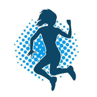 Hareketli bir kadın dansçının silueti. Dans eden zayıf bir kadının silueti..