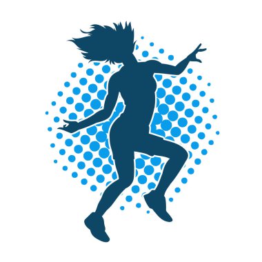 Hareketli bir kadın dansçının silueti. Dans eden zayıf bir kadının silueti..