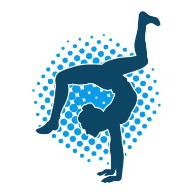 Hareketli bir kadın balerin silueti. Dans eden balerin kızın silueti..