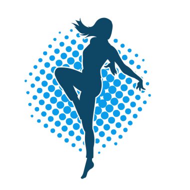 Hareketli bir kadın balerin silueti. Dans eden balerin kızın silueti..