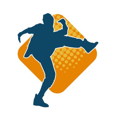 Hareketli bir kadın dansçının silueti. Dans eden zayıf bir kadının silueti..