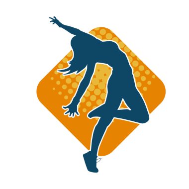 Hareketli bir kadın dansçının silueti. Dans eden zayıf bir kadının silueti..