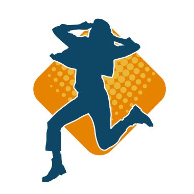 Hareketli bir kadın dansçının silueti. Dans eden zayıf bir kadının silueti..