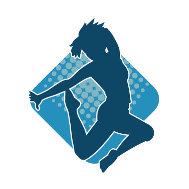 Hareketli bir kadın balerin silueti. Dans eden balerin kızın silueti..