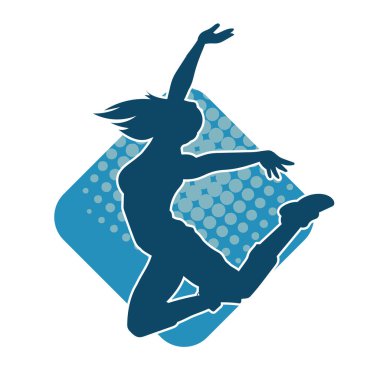 Hareketli bir kadın dansçının silueti. Dans eden zayıf bir kadının silueti..