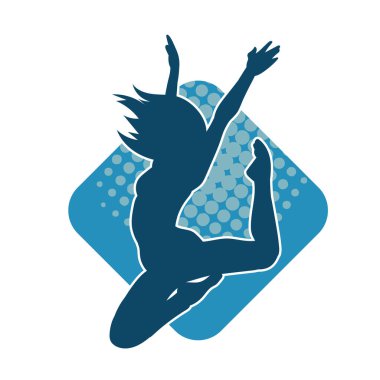 Hareketli bir kadın balerin silueti. Dans eden balerin kızın silueti..