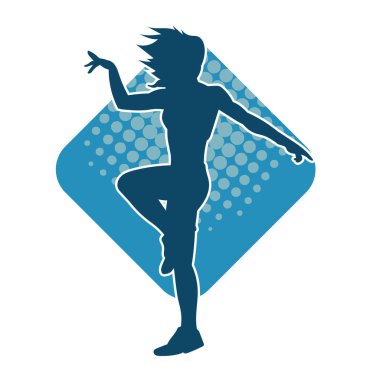 Hareketli bir kadın dansçının silueti. Dans eden zayıf bir kadının silueti..