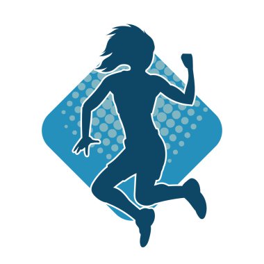 Hareketli bir kadın dansçının silueti. Dans eden zayıf bir kadının silueti..