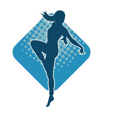 Hareketli bir kadın balerin silueti. Dans eden balerin kızın silueti..