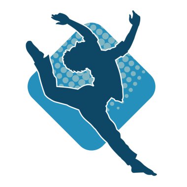 Hareket halindeki bir erkek dansçının silueti. Dans eden zayıf bir adamın silueti..