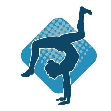 Hareketli bir kadın balerin silueti. Dans eden balerin kızın silueti..