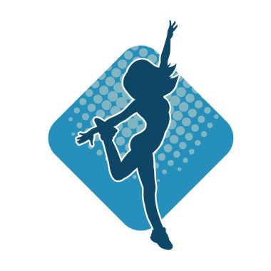 Hareketli bir kadın dansçının silueti. Dans eden zayıf bir kadının silueti..