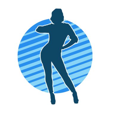 Dar kıyafetli genç, zayıf bir kadın modelin silueti. Dişi poziyonunda zayıf bir kadının silueti..