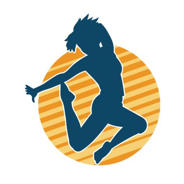 Hareketli bir kadın balerin silueti. Dans eden balerin kızın silueti..