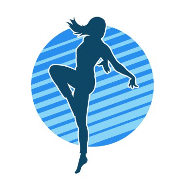 Hareketli bir kadın balerin silueti. Dans eden balerin kızın silueti..