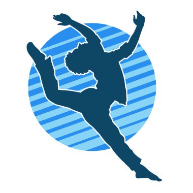 Hareket halindeki bir erkek dansçının silueti. Dans eden zayıf bir adamın silueti..