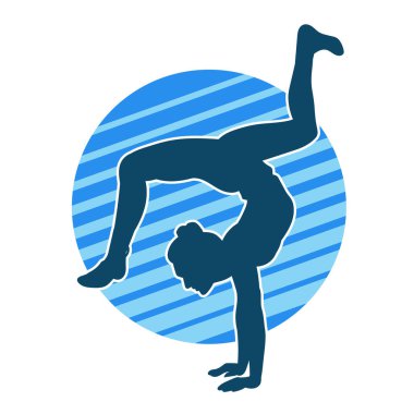 Hareketli bir kadın balerin silueti. Dans eden balerin kızın silueti..