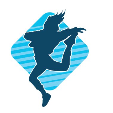 Hareketli bir kadın dansçının silueti. Dans eden zayıf bir kadının silueti..