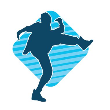 Hareketli bir kadın dansçının silueti. Dans eden zayıf bir kadının silueti..